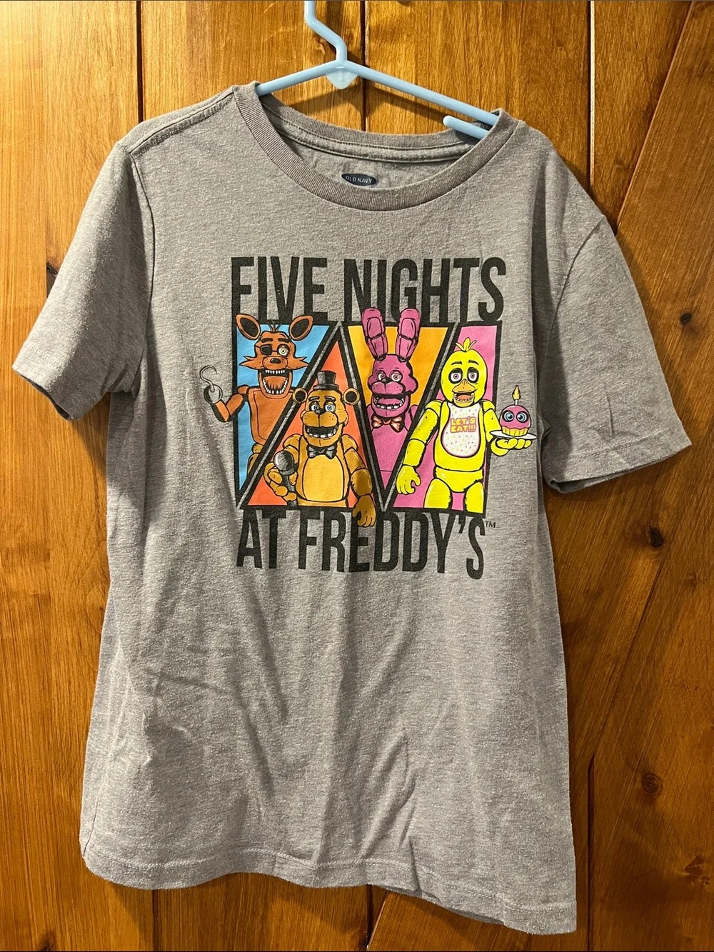 Old Navy Gray Five Nights at Freddy's Graphic Tee with Multicolor Characters
